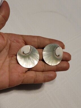 Vintage Earrings Genuine Irridescent Nautilus Shells Pierced